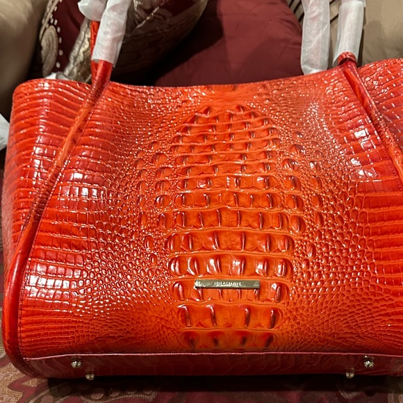 Brahmin Vibrant Orange Embossed Shoulder Bag - Picture 1 of 4